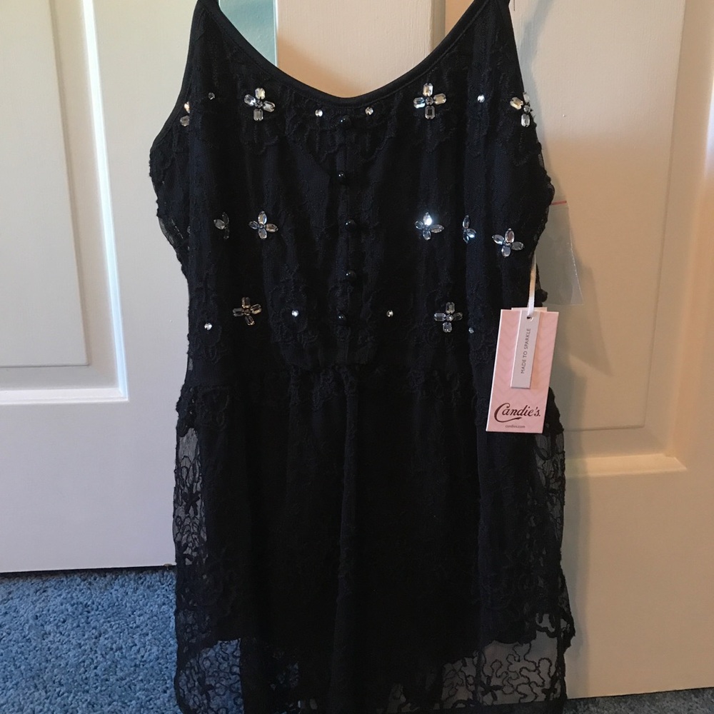 Black Lace Tank with Detailing